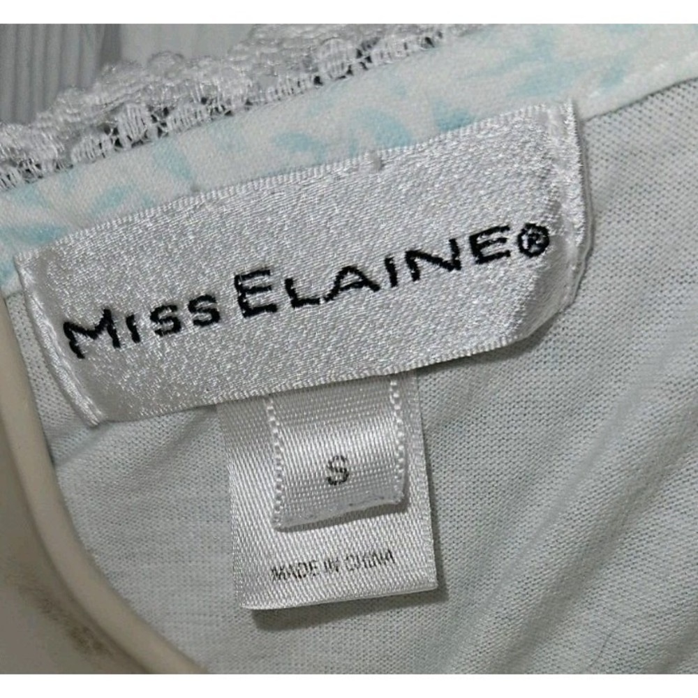 MISS‎ ELAINE Sz S Short Sleeve Floral Nightgown 1/4 Button Up Embroided Lace - Picture 4 of 6